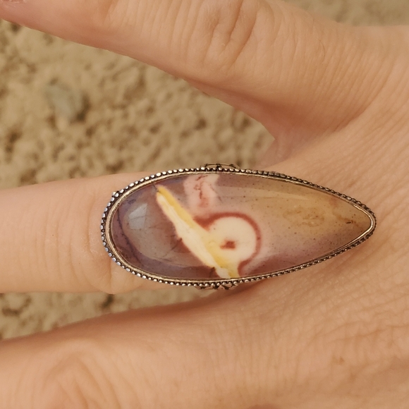 New Oversized Mookaite Jasper 925 Silver Statement Ring. - Picture 15 of 16